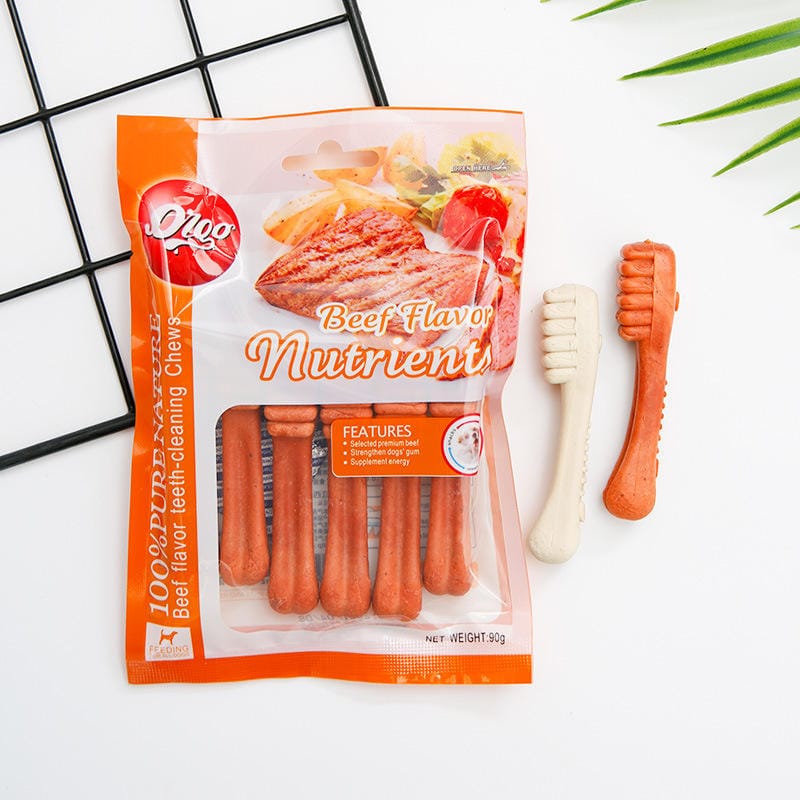 تشویقی دنتال سگ مدل مسواکی طعم گوشت 90گرم